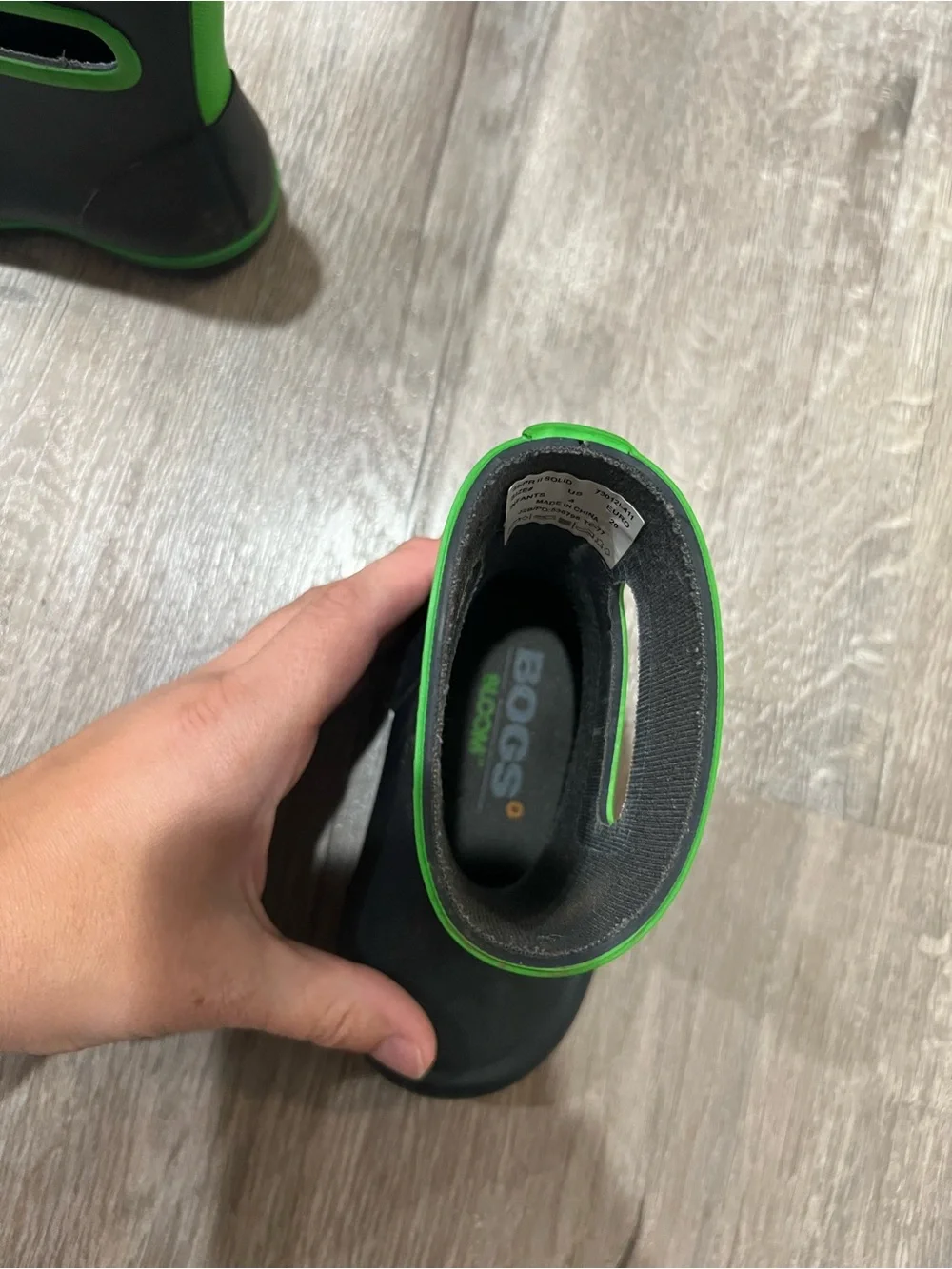 Bogs Toddler Black/Green Waterproof Rain Boots
